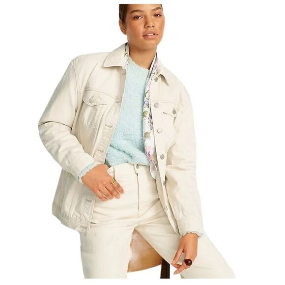 J. Crew Relaxed denim jacket in Ecru. Size XL. NWT. - Picture 1 of 15